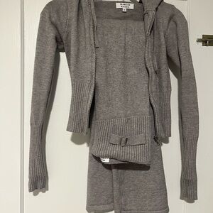 Gray Cashmere Hoodie and Shorts Set